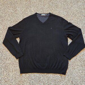 Calvin Klein Men's Italian Merino Wool Sweater Men's XL Black Preppy Luxury
